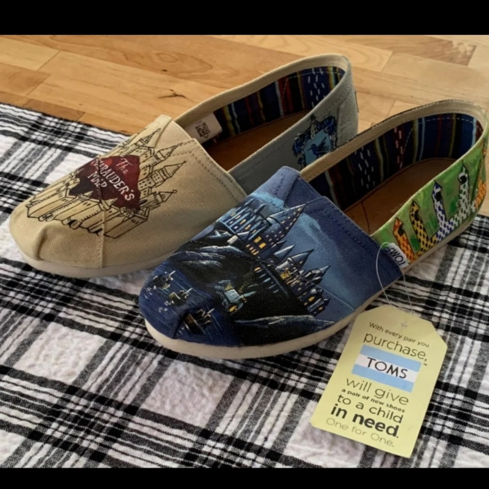 Toms Hand Painted Harry Potter Slip Ons Shoes